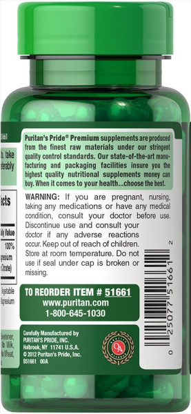 Магний тройной комплекс Puritan's Pride (Triple Magnesium Complex) 400 мг 60 капсул
