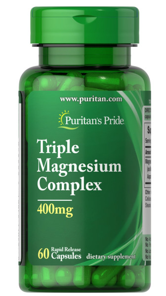 Магний тройной комплекс Puritan's Pride (Triple Magnesium Complex) 400 мг 60 капсул