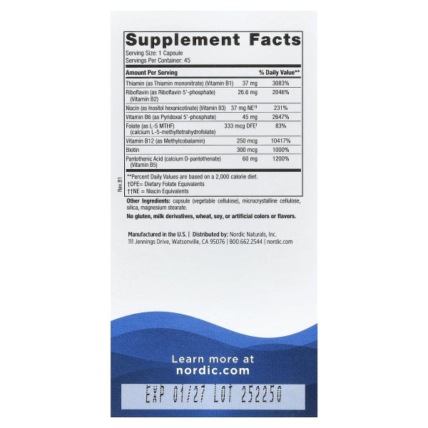 Комплекс вітамінів В Nordic Naturals  (Vitamin B Complex) 45 капсул