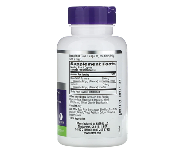Куркума підвищеної сили Natrol (Extra Strength Turmeric Advanced) 285 мг 60 капсул