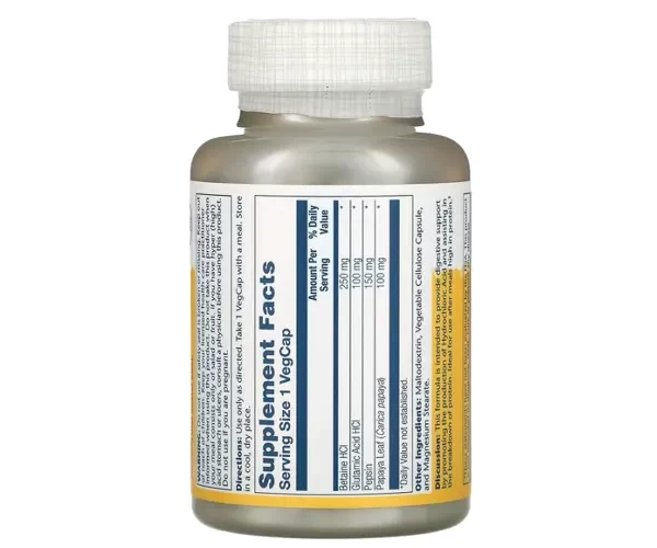 Бетаин HCL + пепсин Solaray (HCL with Pepsin) 180 капсул
