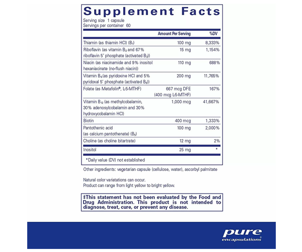 Комплекс вітаміну В6 Pure Encapsulations (B6 complex with Metafolin L-5 MTHF) 