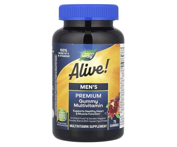 Вітаміни для чоловіків Nature's Way  (Alive Men's Premium Gummy Multivitamin) 75 жувальних таблеток зі смаком апельсин-виноград-вишня