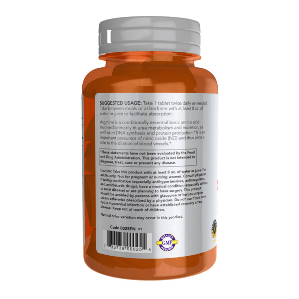 L-аргінін подвійної сили NOW Foods (Double Strength L-Arginine) 1000 мг 60 таблеток