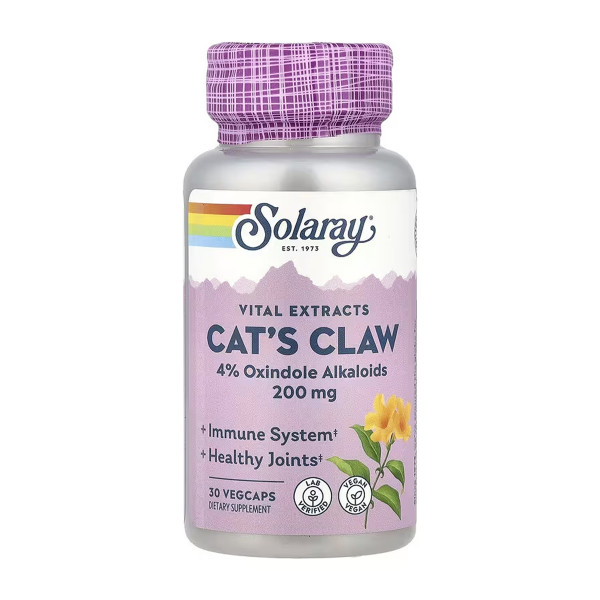 Екстракт кори котячого пазура Solaray  (Cat's Claw Bark Extract) 200 мг 30 капсул