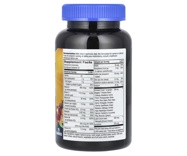 Мультивітаміни для чоловіків 50+ Nature's Way (Alive Men's 50+ Premium Gummy Multivitamin) 75 жувальних таблеток зі смаком апельсин-виноград-вишня