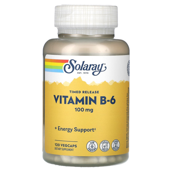 Витамин B6 Solaray 100 мг  120 вегетарианских капсул