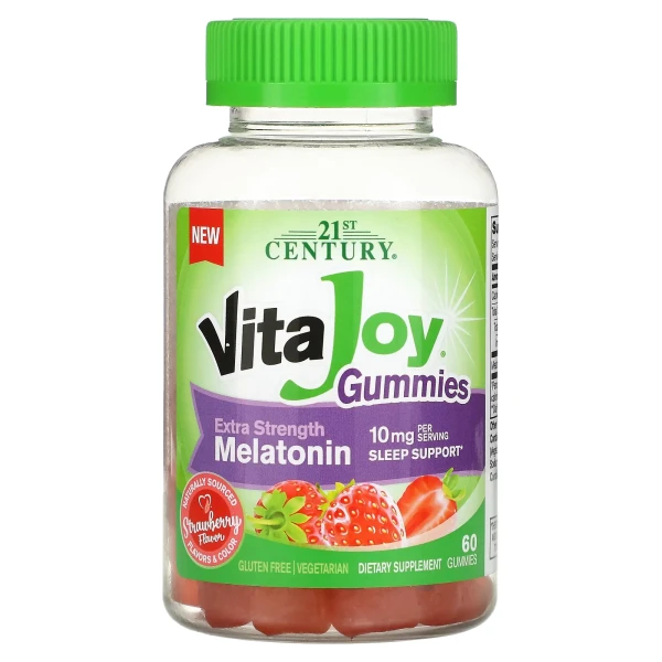 Жевательные таблетки с мелатонином 21st Century, Vita Joy  60 жевательных таблеток со вкусом клубники
