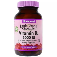Вітамін D3 Bluebonnet Nutrition  (Vitamin D3) 5000 МО 90 жувальних таблеток зі смаком малини