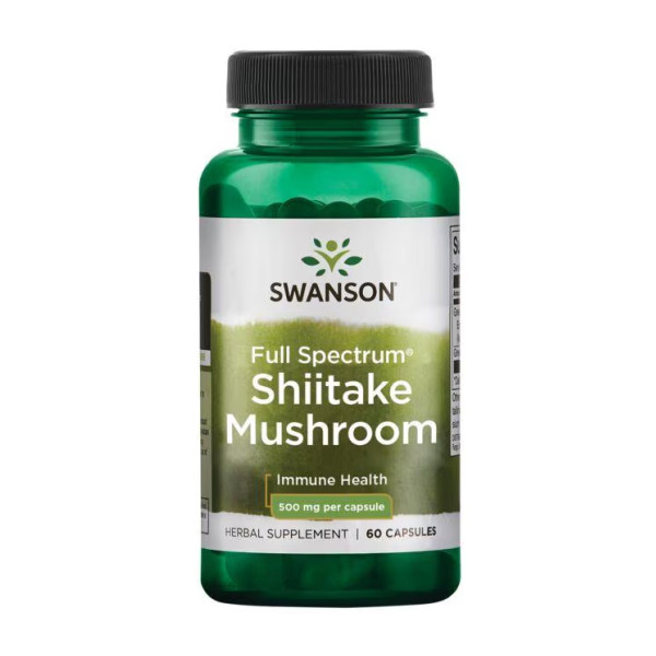 Гриб шиітаке повного спектру Swanson (Shiitake Mushroom) 500 мг 60 капсул