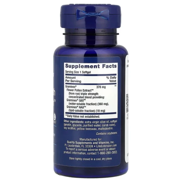 Комплекс для чоловічого здоров'я потрійної сили Life Extension  (Triple Strength ProstaPollen) 30 капсул