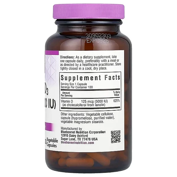 Вітамін D3 Bluebonnet Nutrition  (Vitamin D3) 5000 МО 120 капсул