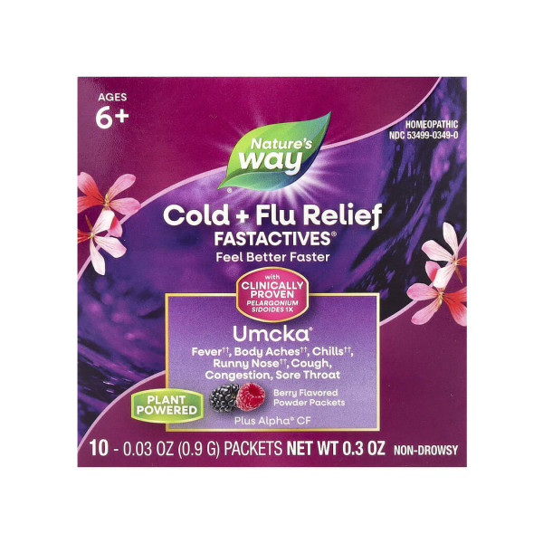 Засіб від застуди та грипу Fastactives® для дітей від 6 років Nature's Way (Umcka Cold & Flu Berry Fastactv) 10 пакетиків