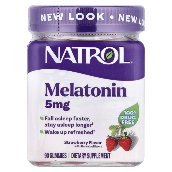 Мелатонін Natrol  (Melatonin) 5 мг 90 жувальних цукерок зі смаком полуниці