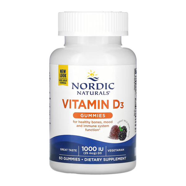 Жувальні пігулки з вітаміном D3 Nordic Naturals зі смаком лісових ягід 1000 МО 60 шт.
