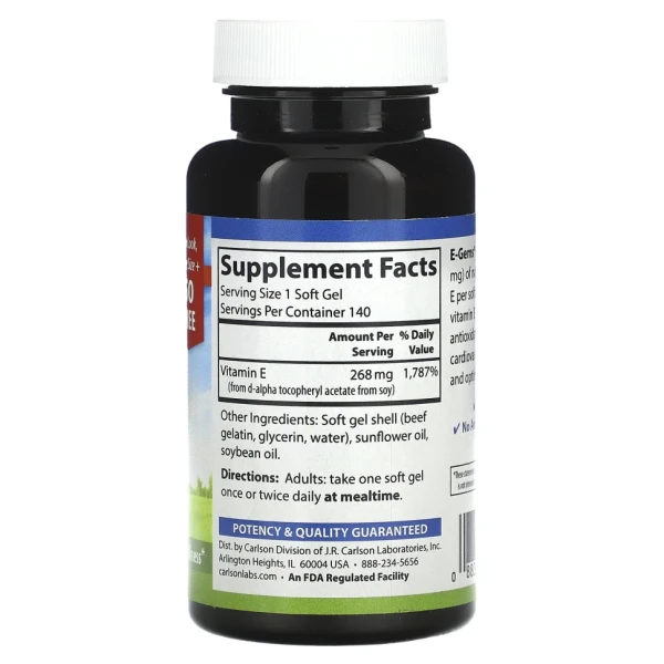 Вітамін Е Carlson Labs (Vitamin E) 400 МО 140 капсул