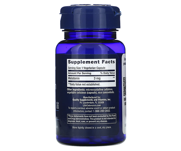 Мелатонін Life Extension (Melatonin) 3 мг 60 капсул