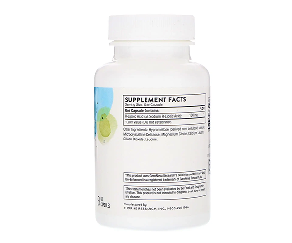 R-ліпоєва кислота Thorne Research (R-Lipoic Acid) 100 мг 60 капсул