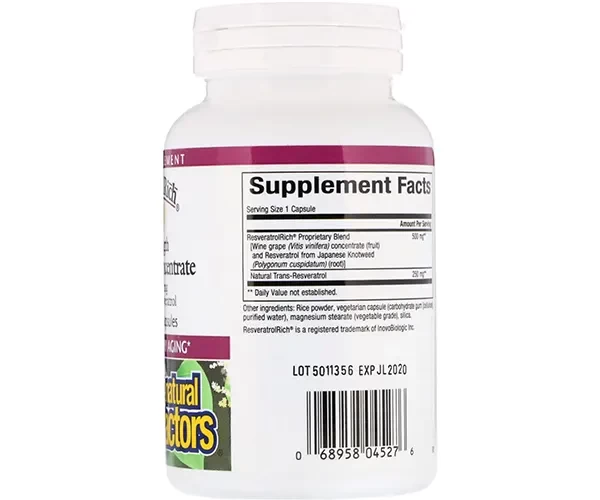 Сверхсильный концентрат ресвератрола Natural Factors (ResveratrolRich) 60 капсул
