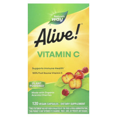 Вітамін C Nature's Way, Alive!® 120 веганських капсул (125 мг на 1 капсулі)