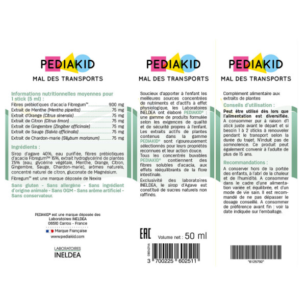 Стики для устранения тошноты, рвоты, укачивания в транспорте Pediakid (Nausees-Vomissements Mal Des Transports) 10 пакетиков со вкусом лимона