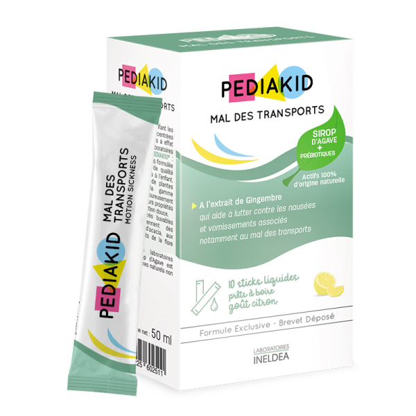 Стики для устранения тошноты, рвоты, укачивания в транспорте Pediakid (Nausees-Vomissements Mal Des Transports) 10 пакетиков со вкусом лимона