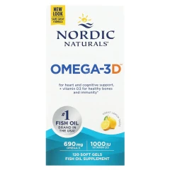 Рыбий жир Омега-3Д Nordic Naturals (Omega-3D) 1000 мг 120 капсул со вкусом лимона