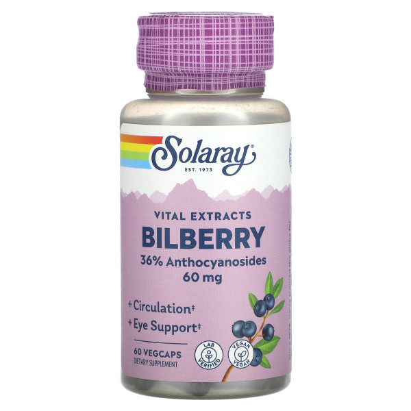 Чорниця Solaray Vital Extracts 60 мг 60 рослинних капсул