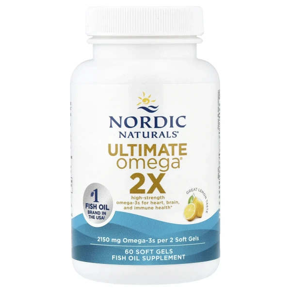 ОМЕГА 2Х Nordic Naturals (ULTIMATE OMEGA 2X) 60 капсул зі смаком лимона
