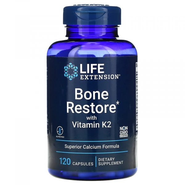 Відновлення кісток+K2 Life Extension (Bone restore with Vitamin K2) 120 капсул