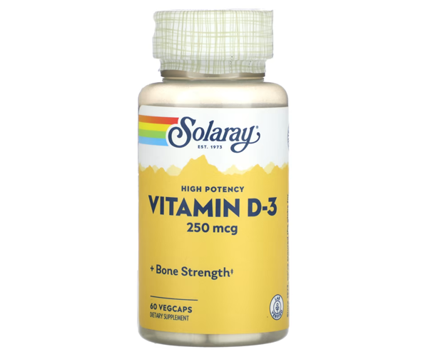 Витамин D3 Solaray (Vitamin D3) 10000 МЕ 60 капсул