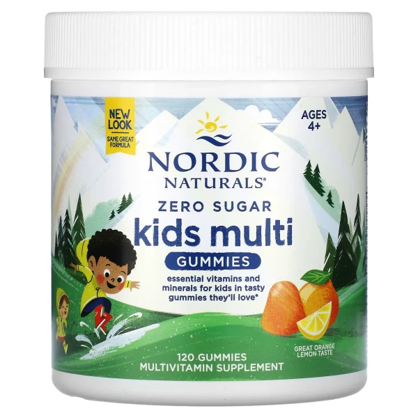 Дитячі жувальні мультивітаміни без цукру від 4 років Nordic Naturals120 жувальних таблеток зі смаком апельсину та лимону