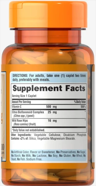 Вітамін C з біофлавоноїдами Puritan's Pride  (Vitamin C-500 mg Rose Hips Time Release) 500 мг 100 капсул