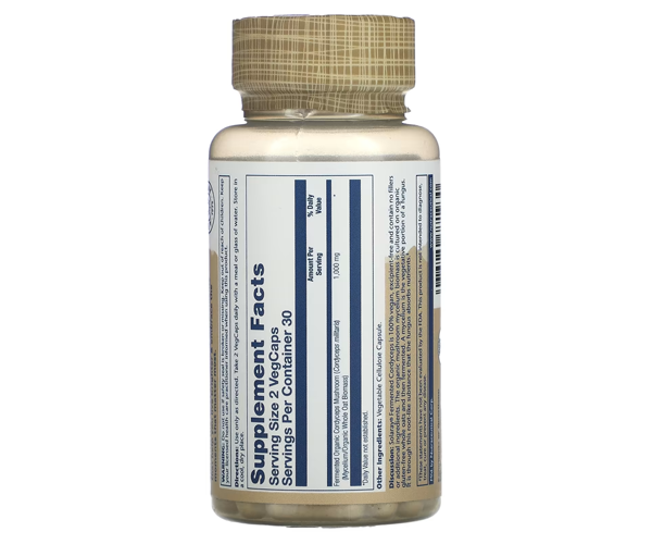 Ферментированный кордицепс Solaray (Fermented Cordyceps) 500 мг 60 капсул
