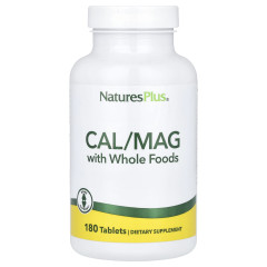 Кальций и магний с цельными продуктами Natures Plus (Cal/Mag) 180 таблеток