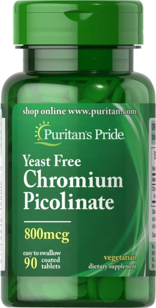 Хром піколінат без дріжджів Puritan's Pride  (Chromium picolinate Yeast Free) 800 мкг 90 таблеток