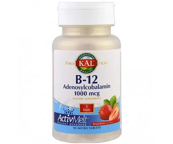 Вітамін В12 (B-12 Adenosylcobalamin) 1000 мкг 90 пігулок зі смаком полуниці