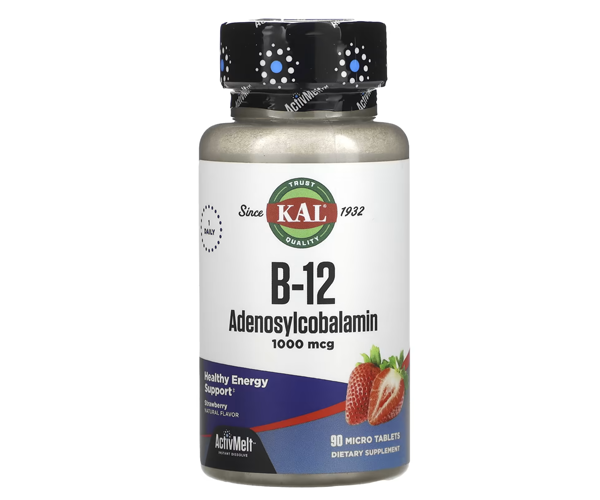Вітамін В12 (B-12 Adenosylcobalamin) 1000 мкг 90 пігулок зі смаком полуниці
