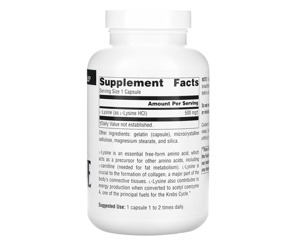 L-лизин Source Naturals (L-Lysine) 500 мг 200 капсул