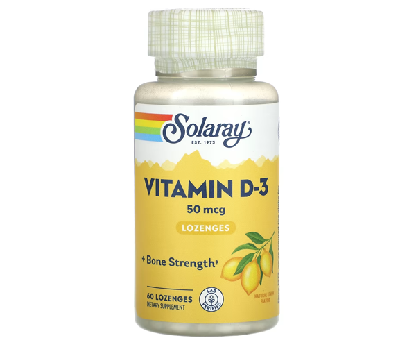 Витамин D-3 Solaray (Vitamin D-3) 2000 МЕ 60 леденцов со вкусом лимона