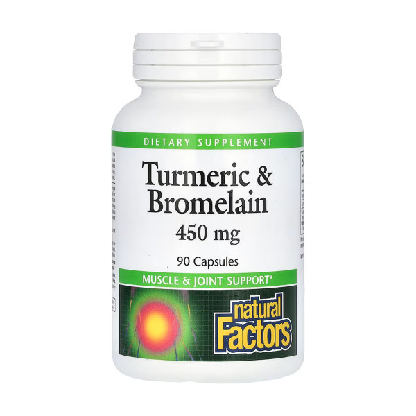 Куркума и бромелаин Natural Factors (Turmeric and Bromelain) 300 мг/150 мг 90 капсул