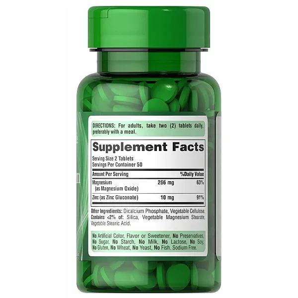 Магній та Цинк Puritan's Pride  (Magnesium Zinc) 100 таблеток