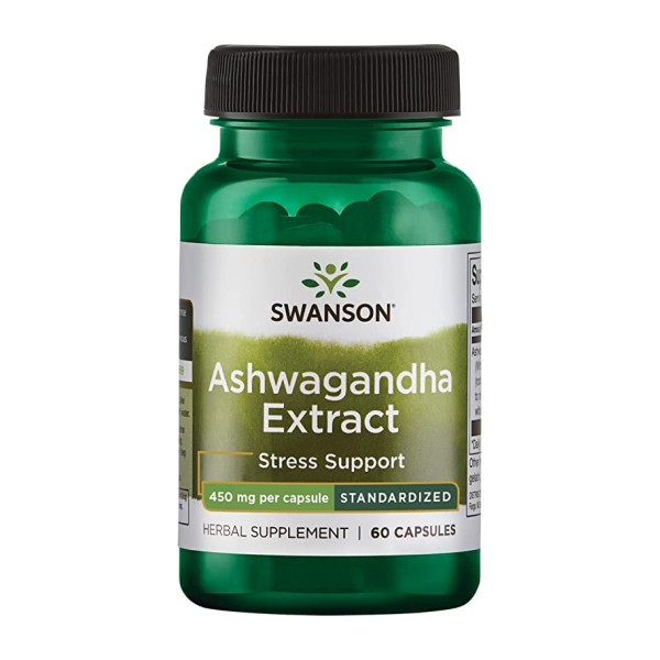 Стандартизированный экстракт ашваганды Swanson (Standardized ashwagandha extract) 450 мг 60 капсул