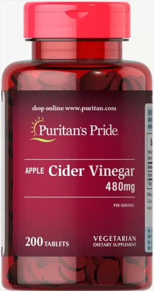 Яблучний оцет Puritan's Pride  (Apple Cider Vinegar) 480 мг 200 таблеток