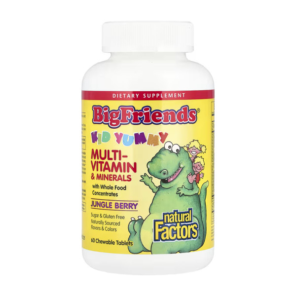 Мультивітаміни та мінерали Natural Factors, Big Friends® з ягідним смаком 60 жувальних таблеток