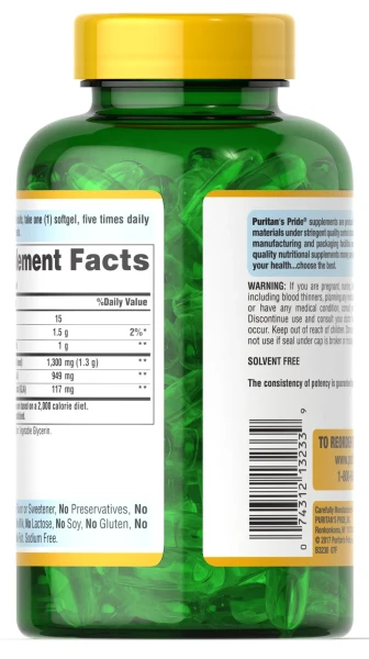 Масло вечерней примулы Puritan's Pride (Evening primrose oil) 1300 мг 120 капсул