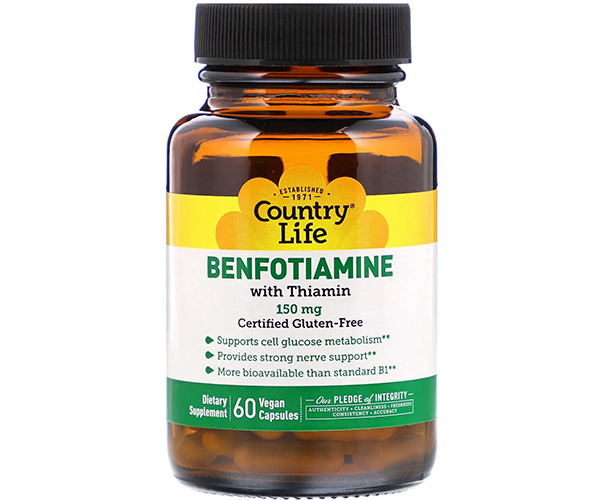 Бенфотиамин c коэнзимным В1 Country Life (Benfotiamine) 150 мг 60 капсул