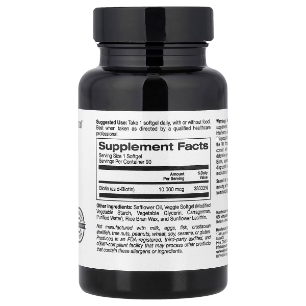 Биотин (Biotin) California Gold Nutrition 10000 мкг 90 капсул