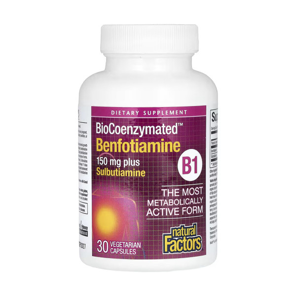Бенфотиамин Natural Factors (Benfotiamine) 150 мг 30 капсул