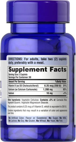 Кальций и витамин Д3 Puritan's Pride (Calcium 600+ Vitamin D) 600 мг/125 ME 60 капсул